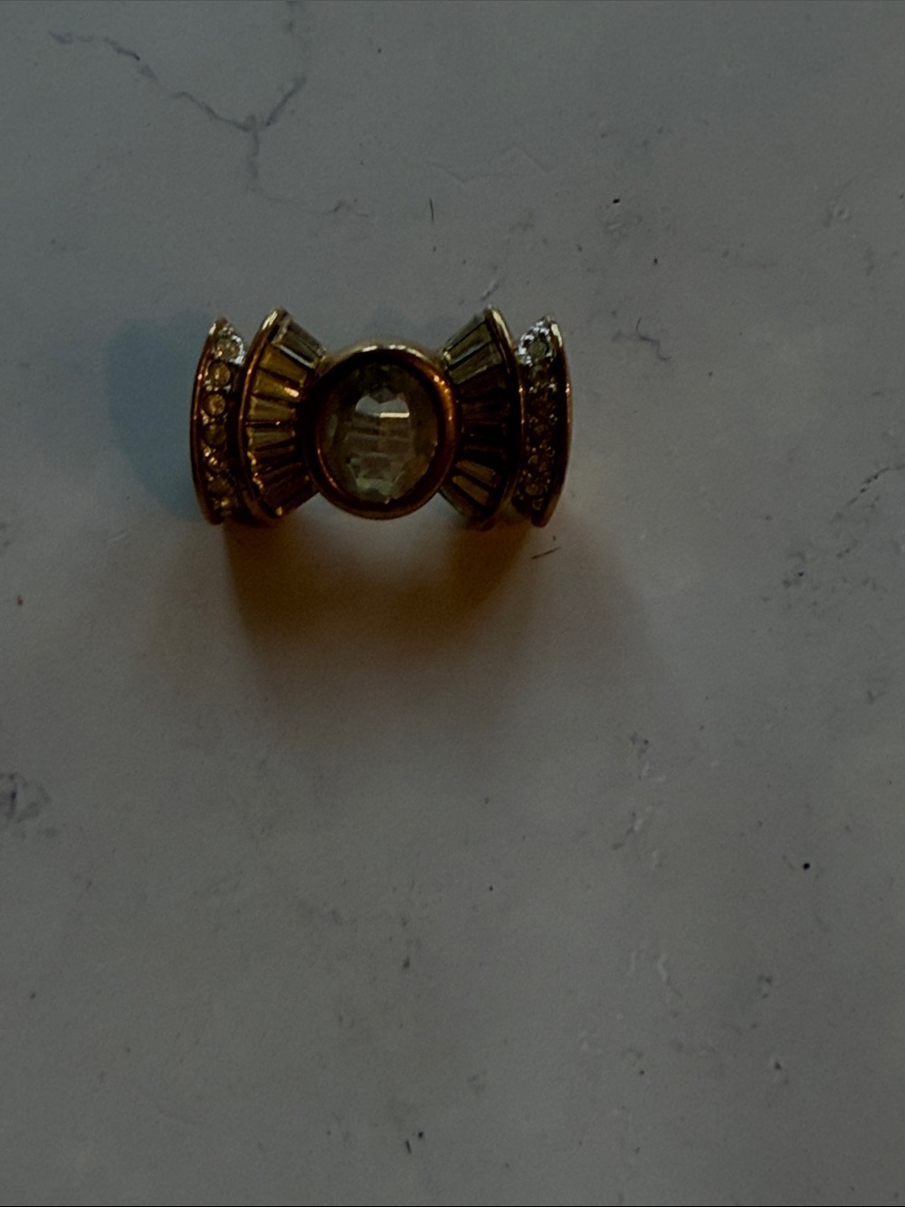 Vintage mini Gold Crystal Accent Women's pin - Clear Stone
